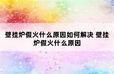 壁挂炉假火什么原因如何解决 壁挂炉假火什么原因